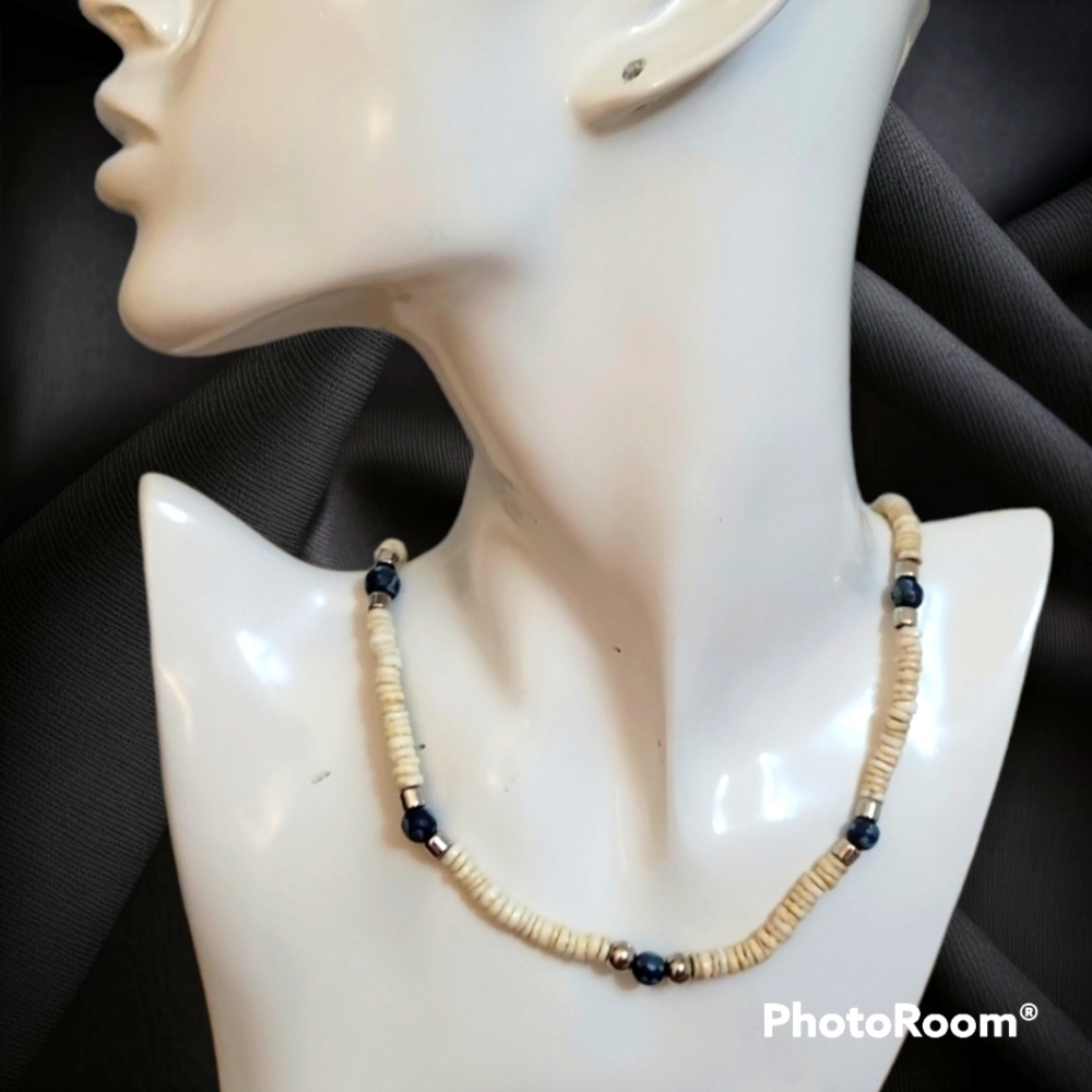 3/$30 VTG Puka Heishi Shell Skater Surfer Collar Choker Festival Necklace